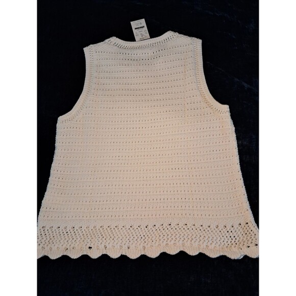 J.Crew Crochet Sweater Tank Top Ivory Cotton Scalloped Hem CA087 Size S NWT - Picture 5 of 7